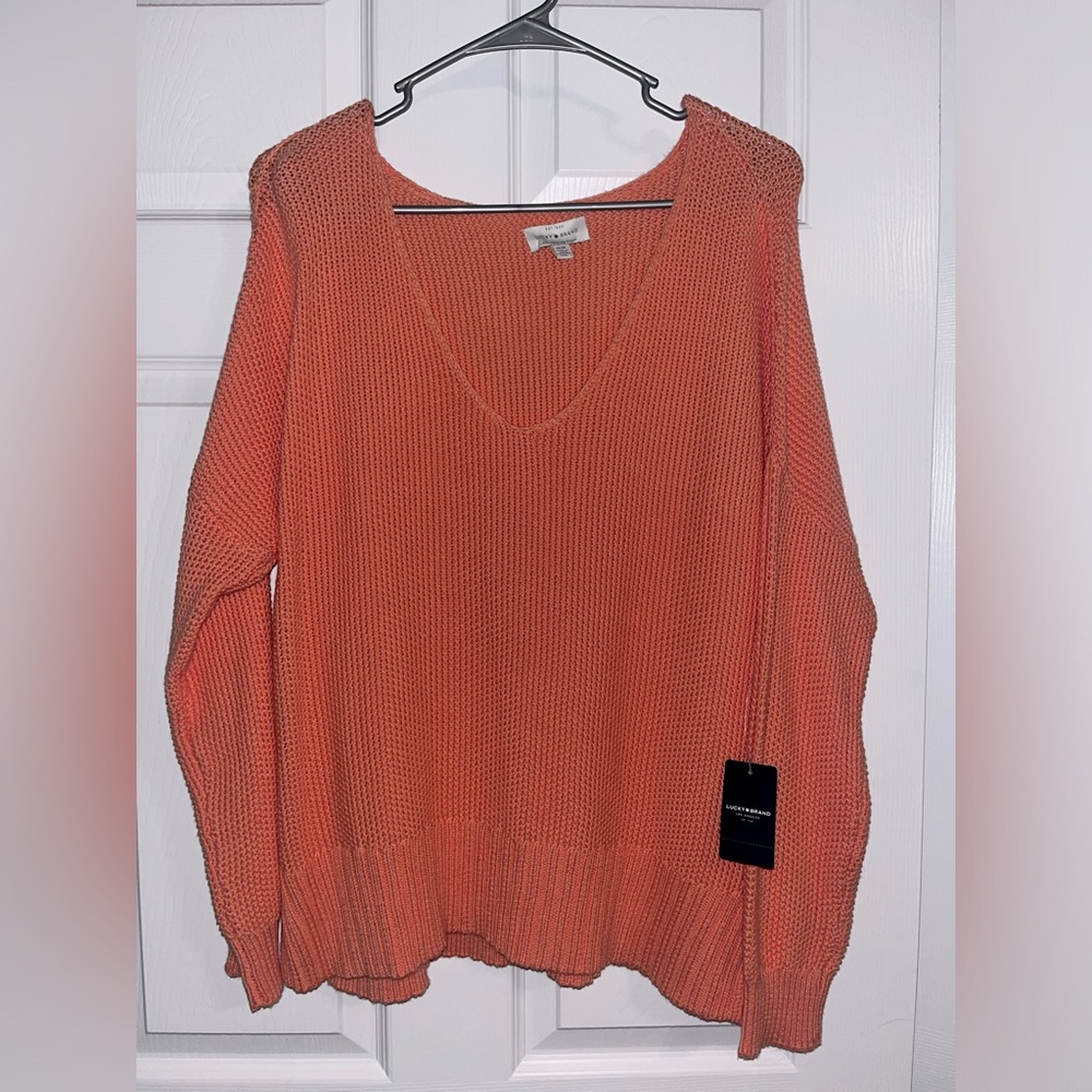 Lucky Brand coral v neck sweater